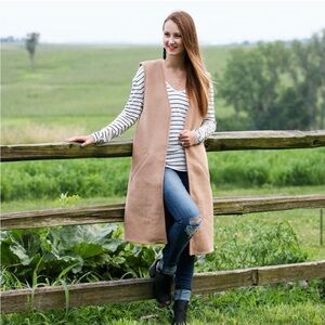 Tan Sleeveless Long Vest